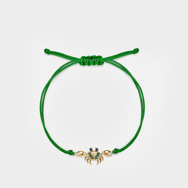 Bracelet fil de coton Crabe en or 9 ct, tsavorite, diamants
