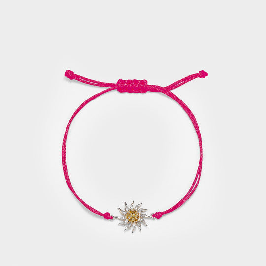 Bracelet fil de coton Soleil en or 9 ct, citrines et diamants