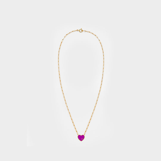 Collier Solitaire Pm Coeur en or 9 ct et diamant