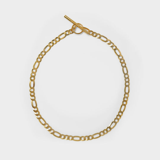 Collier Toggle Figaro en Vermeil Or