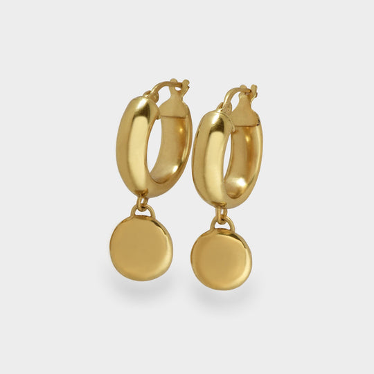 Boucles d'Oreilles Circle Puff Huggies en Vermeil Or