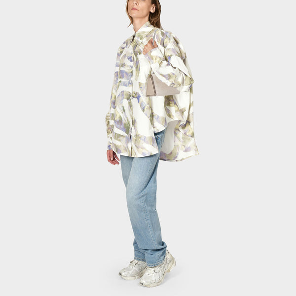 Sac Mini Prism en Cuir/Fausse Forrure Ivoire