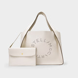 Tote Bag Logo E/W - Stella Mccartney - Cuir Vegan - Blanc Pur