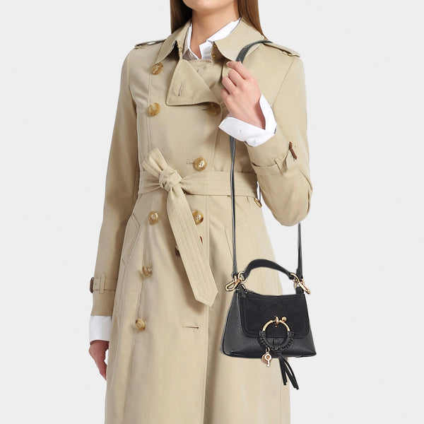 Sac Hobo Joan Mini en Cuir Noir