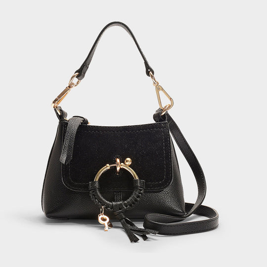 Sac Hobo Joan Mini en Cuir Noir