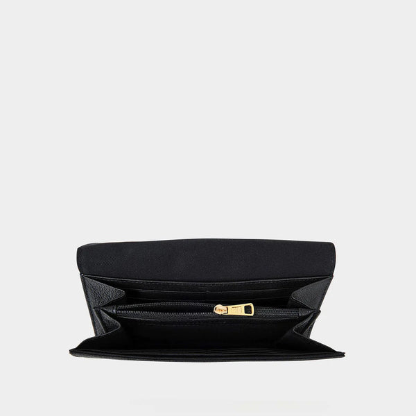 Portefeuille long Hana en cuir noir