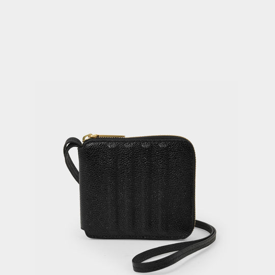 Portefeuille Zippé Compact en Cuir Noir