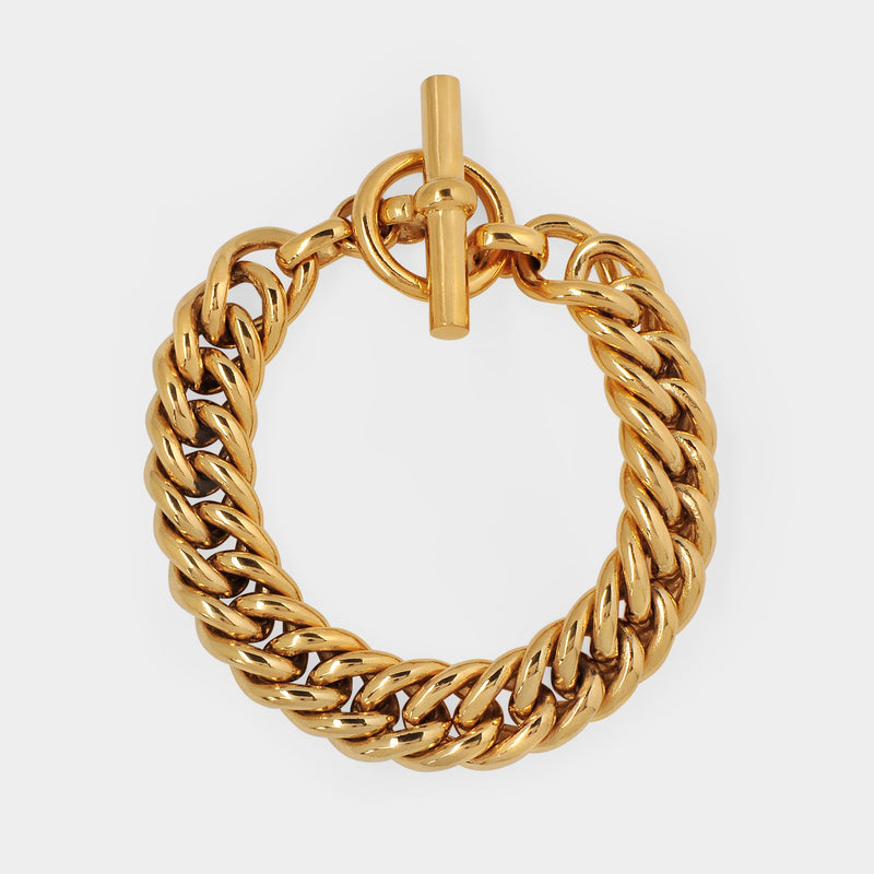 Bracelet Large Gold Curb Link en Bronze Plaqué Or