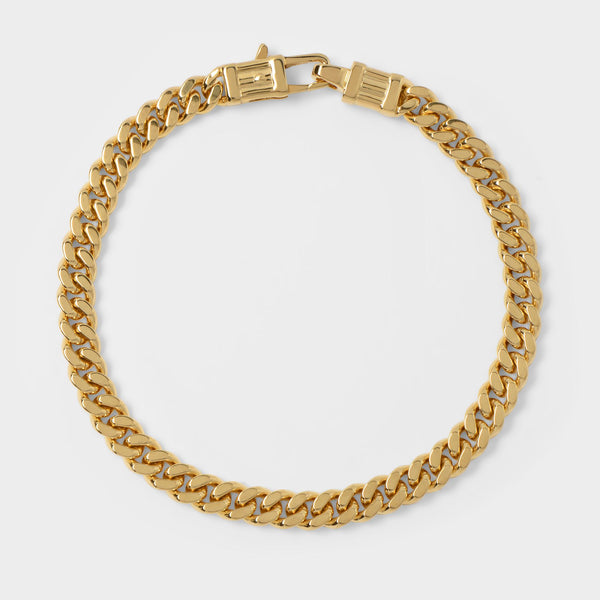 Bracelet Curb L en Argent Or Plaqué 9k