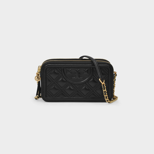 Sac Hobo Fleming Double-Zip Mini - Tory Burch - Cuir - Noir
