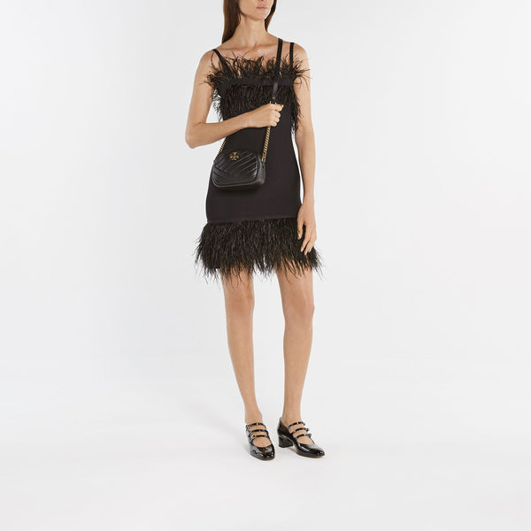 Sac Hobo Kira Chevron Small Camera - Tory Burch - Cuir - Noir