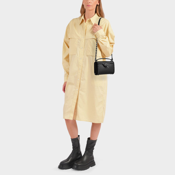 Sac Porté Epaule en Cuir Noir