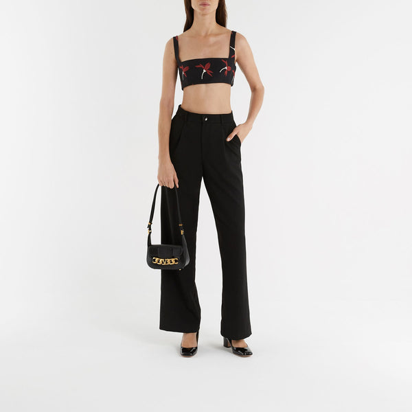 Sac Vlogo Chain Small en Cuir Noir